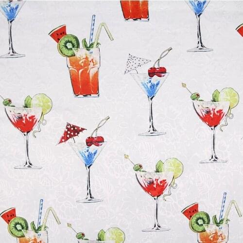 Wine Glass design vintage fabric Retro style fabric Calico Printed cotton fabric for DIY Bag 1 order=50cm*140cm