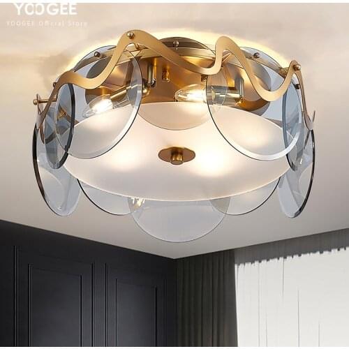 YOOGEE Gold Ceiling Lamp Round Bedroom Chandeliers LED Chandelier Brushed Stand Gray Lustre creative design kitchen Loft Light