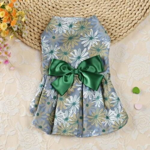 Pet Puppy Skirt Spring/Summer clothes apparel XS-XL Girl Dog Cat Floral Bow Dress Tutu Shirt
