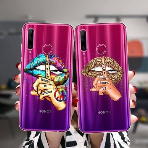 For Honor 50 SE 30 9 10 20 10X Lite Pro 10i 20i 30i 8X 9X Fashion Protective Case Sexy Leopard Lips Soft Silicone Cover