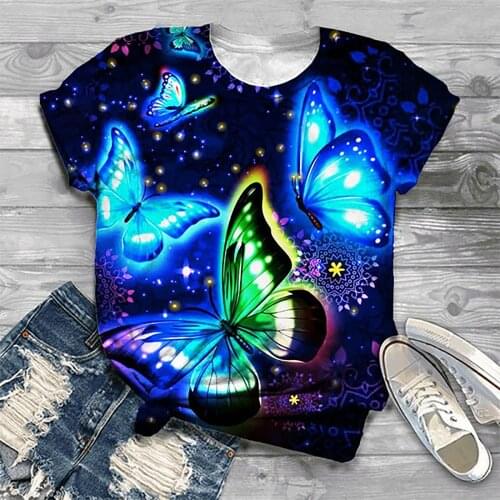3D Butterfly Printing T Shirt Women 2021 Casual O-Neck Women Tee Shirt Graphic Tee Summer Top Short Sleeve Tshirt Streetwear