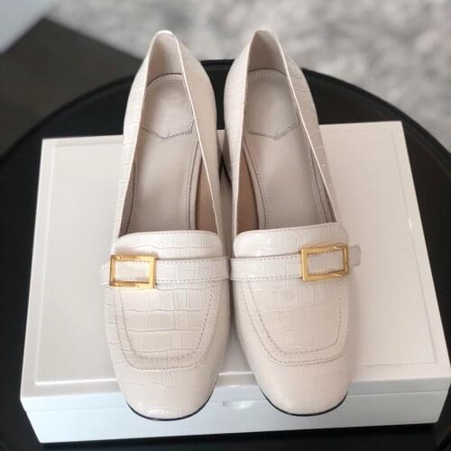 Womens Shoes New Fashion Shoes Genuine Leather Pumps Low Heels Ladies Shoes Slip-On Casual Shoes Luxury Designers Pumps Size 41