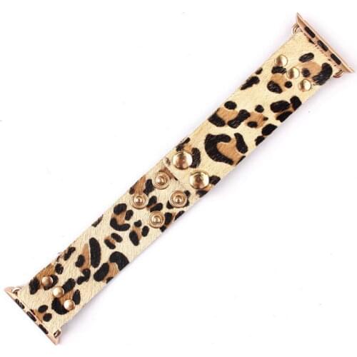 ZWPON 2019 Fashion Genuine Leather Leopard Watch Band Women Snap Button Polka Dot Watch Accessories Wristband Wholesale