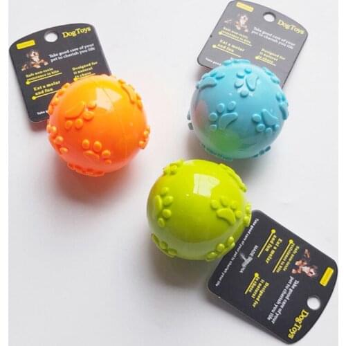 1pc Pet toy ball Hollow rubber ball Transparent flashing ball Molar resistance training toy Footprint ball Squeeze toy