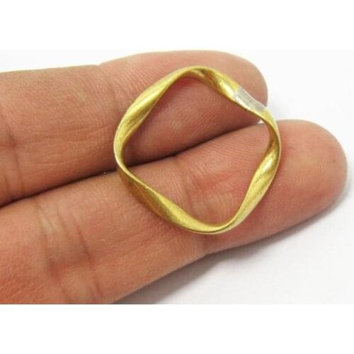 Brass twisted square 25mm Welded Raw brass rings findings R640