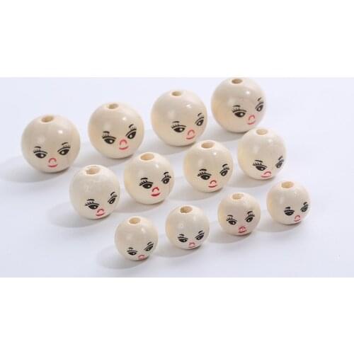 10pcs Smiling Face Wooden Beads Spacer Beading Beads for Baby DIY Crafts Kids Toys Pacifier Clip Jewelry Making DIY Pick Color