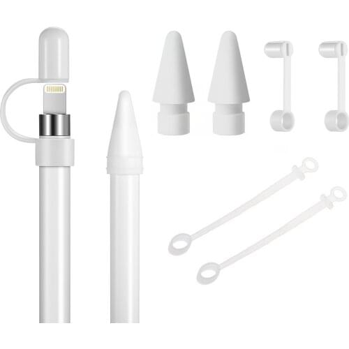2 Set Silicon Protective Cap Holder+Tip Nib Protector Cover+Light Cable Adapter Tether for Apple Pencil iPencil iPad Accessories