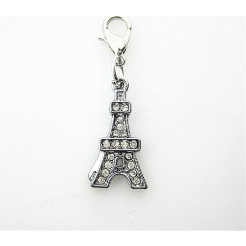 Rhinestone 20pcs Eiffel Tower Dangle Charms Lobster Clasp Charms Diy Jewelry Accessory for Bracelets Pendants Hanging Charms