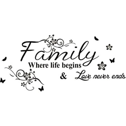 80% Hot Sale Family Letter Flower Wall Sticker Living Room Wallpaper Decal Home Art Decor