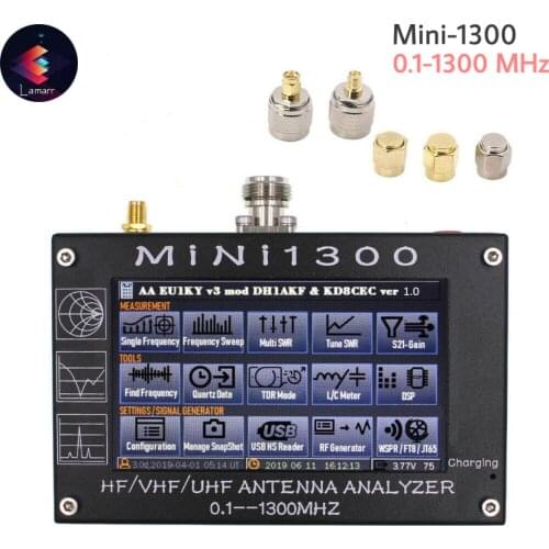 Mini1300 4.3" LCDTouching Screen 0.1-1300MHz HF/VHF/UHF ANT SWR with TF Card Antenna Analyzer Meter Tester