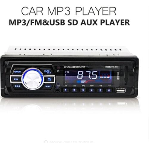 High Perfor Car Audio Stereo FM Radio 12V USB SD Mp3 Player AUX with Remote Control with LED LCD Display Blue Color lllumination