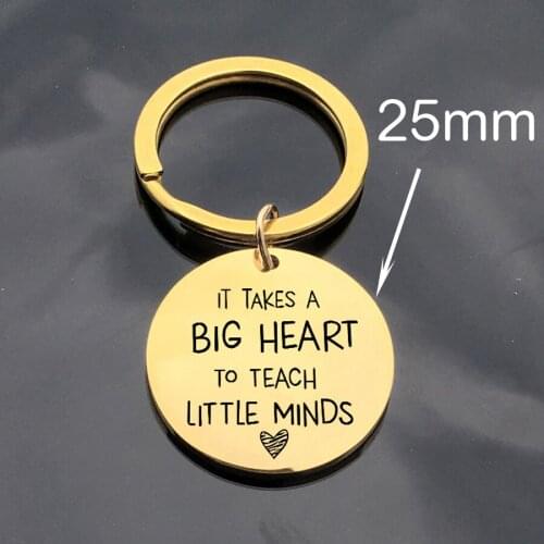 FLYANGEL Stainless Steel Keychain Teacher Holiday Gift—It Takes A Big Heart To Teach Little Minds