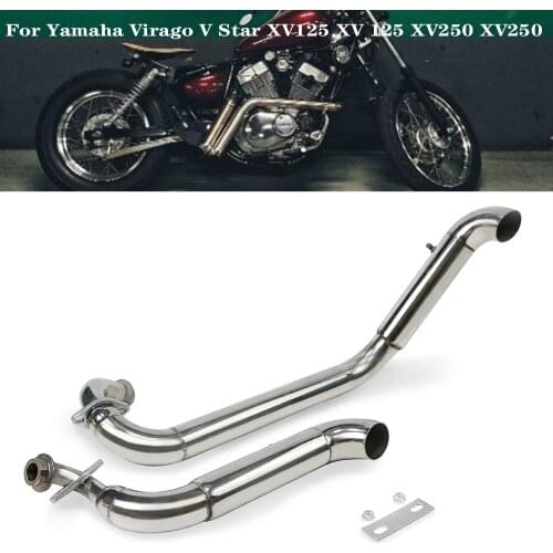 For Yamaha Virago V Star XV125 XV 125 XV250 XV250 Motorcycle Muffler Full Exhaust System Drag Pipes + Silencers Chrome