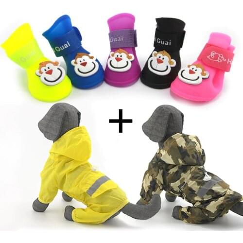 Pet Dog Raincoat Rain Shoes Boots one Set Waterproof For Summer Small Medium XS-XL Dog Clothes Coat Pet Product Chihuahua adidog