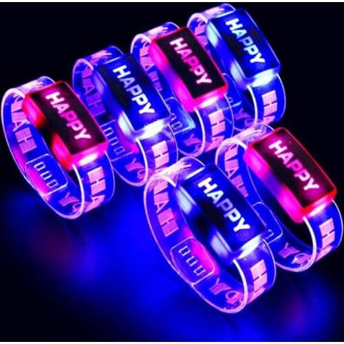Electric Light Up Luminous Flashing Happy Love Bracelet Festival Rave Watch Led Lighting Up Toys Party Christmas Gifts