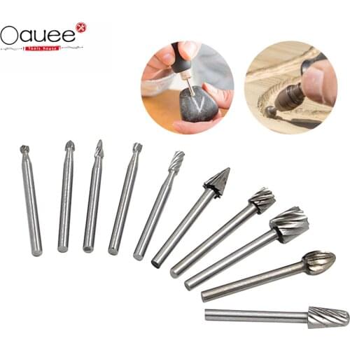 10pcs Titanium Dremel Routing Wood Rotary Milling Rotary File Cutter Woodworking Carving Carved Knife Cutter Tools