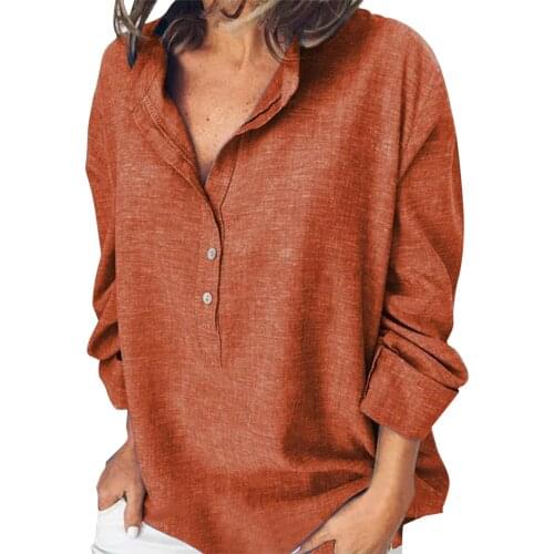 T Shirt 2021 New Women Autumn Plus Size Long Sleeve Button Solid Color Casual Shirts Women Fashion Clothing T-Shirt Blouses