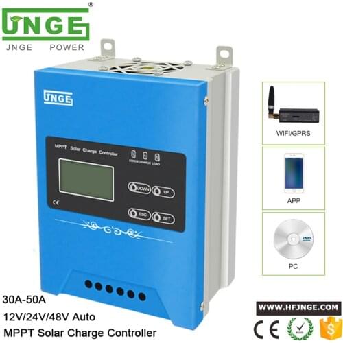 JNGE 12V/24V/48V Auto 30A MPPT Solar Charge Controller with WIFI