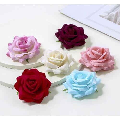 6cm DIY artificial flower, glue rose flower, silk flower cloth flower without shipping 7.26