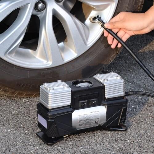 12V Vehicle Mounted Double Cylinder Tire Compressor Portable Digital Tire Inflation Pump High-Power Tire Compressor Car Air Pump