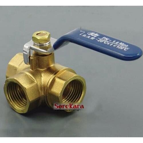 1" BSP Female Brass Tee L-Port/T-Port Ball Valve With Lever Handle Plumbing