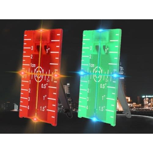 Laser Level Meter Green Laser Target Card Magnetic Target Plate with Leg for Laser Level Meter Cross Line Double Scale