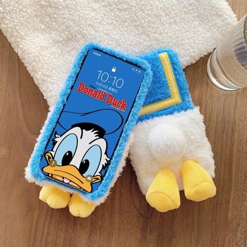 Cute Cartoon 3D Fur Plush Duck Tail Phone Soft Case For iPhone 12 11 Pro Max X XS XR 6 7 8 Plus 5 Luxury Silicone Fluff Cover