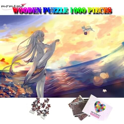 MOMEMO Cat Messenger 1000 Pcs Wooden Puzzle Beautiful Cartoon Anime Pattern Adults Jigsaw Puzzle Toys Relax Brain Puzzle Games