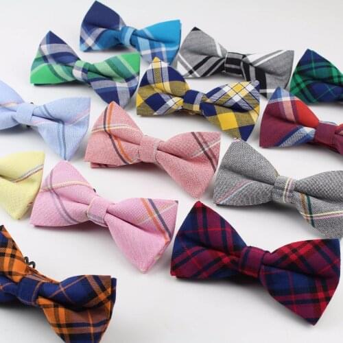 Mens Fashion Bright Bowtie Check Artificial 100% Cotton Soft Striped Double Fracture Butterfly Men Bow Ties Designer Cravat