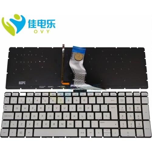 OVY SP Backlight keyboard for HP Pavilion 15 AB ab100 15Z-AB 15-AE 15-AW 15-AQ Spanish ES silver Replacement keyboards light New