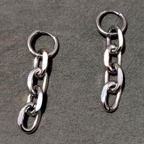 Punk Chain Shape Metal Dangle Earrings For Women Hip Hop Vintage Creative Cool Trendy Drop Earrings Kpop Statement Jewelry 2021