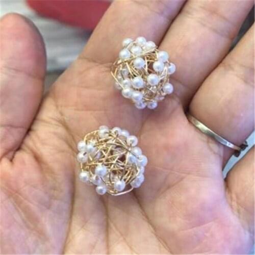 Handmade gold wire wraped freshwater pearl beads connector pendant charm for women wedding jewelry DIY for earring choker