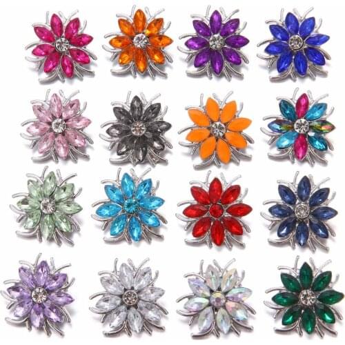 5pcs/lot New Snap Jewelry Crystal Flower Heart Snap Button for Women Fit 18mm 20mm Snap Buttons Jewelry Snaps Necklace