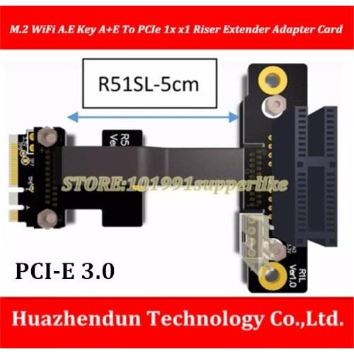 Riser M.2 WiFi A.E Key A+E To PCIe 1x x1 Riser Extender Adapter Card Ribbon Cable Gen3.0 Key A E For PCI-E 3.0 x1 x4 x16 M2 Card
