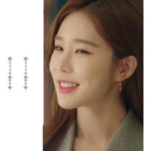 Crystal YOO IN NA Line Ear Korean Drama Star Same TV Personality Earrings For Women Girls Pendientes