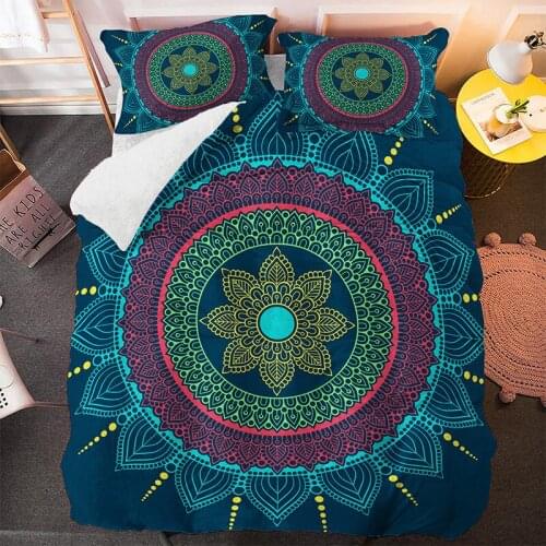 Blue Mandala Flower Comforter Bedding Set 3D Print Luxury Queen King Single Size Duvet Cover Set Home Textile Decoration Modern