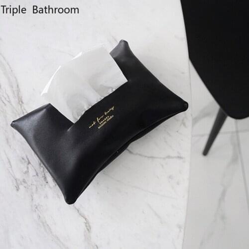 Nordic Draw Paper Tissue Boxs Leather Hotel Home Living Room Desktop Restroom Tissue Holder Storage Box Bathroom Accessories