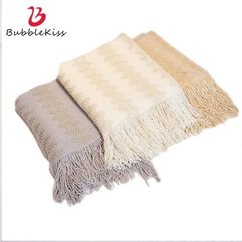 Bubble Kiss Modern Blankets For Beds Wire Knitted Blanket Sofa Decor Blankets Tassel Design Bed Cover Office Shawl Throw Blanket