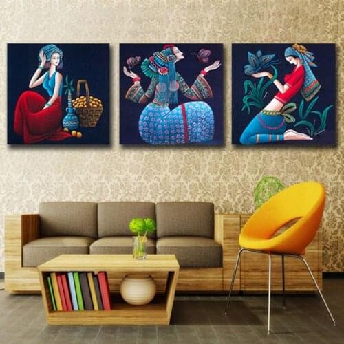 Triptych diy Diamond Embroidery Drill diamond Painting Wall Art Pretty woman Decoration pictures on the wall sitting room Crafts