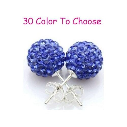 Uju3 e Gift 10mm Blue Crystal Silver Plate Earrings Stud Jewelry