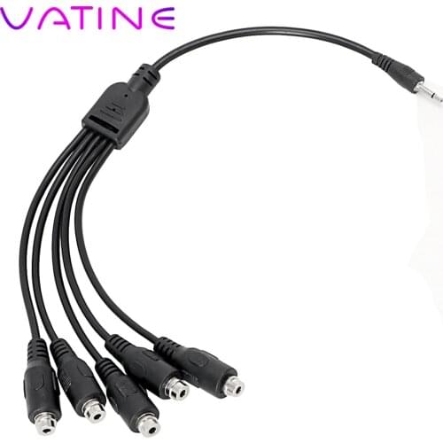 VATINE 5 in 1 Adapter Cable Wire Sex Toys for Couple for Penis Ring Anal Plug Electric Shock Accessories Electro Stimulation