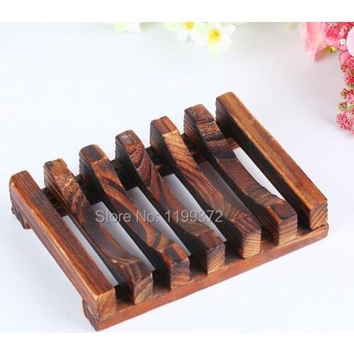 100pcs 2 Colors 11CM Vintage Wooden Soap Holder Holders Drain Tray Bathroom Shower Plate Stand Box Dish Bath