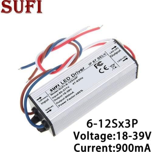 30W Waterproof High Power Supply LED Driver AC85V-277V to DC18-39V 900mA Aluminum Lighting Transformer Adapter For Floodlight