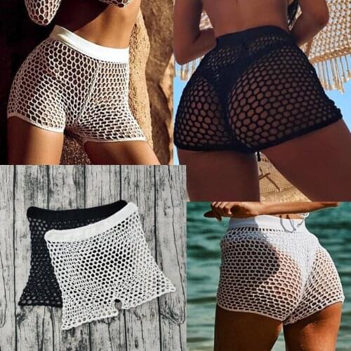Handmade Crochet shorts bottom Cover UP Beach Women Sexy Swimwear Hot pants Net