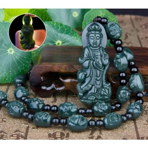 XinJang HeTian Jade Guanyin pendant guanyin bottle Stand Kwan-Yin tycoon large Jade Necklace
