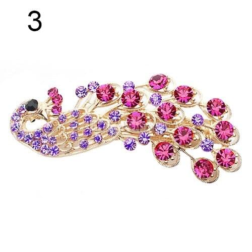 Fashion Peacock Full Crystal Rhinestones Hairpin Hair Clip Headwear Barrettes For Women Girls