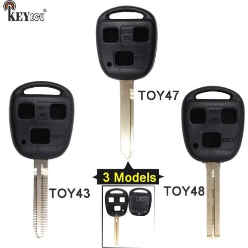 KEYECU for Toyota Replacement Remote Car Key Shell Case Fob 3 Button With TOY43/TOY47/TOY48 Blade (Only Shell) 3 Models