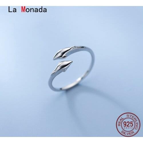 La Monada 52-56mm Resizable 925 Silver Ring For Women Real Silver 925 Woman Adjustable Dolphin Ring Fine Luxury Jewelry Silver