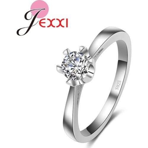 Lotus Flower 925 Sterling Silver Color Rings For Women Retro Style Lady Wedding Jewelry Accessories Charm Crystal Ring Zirconia