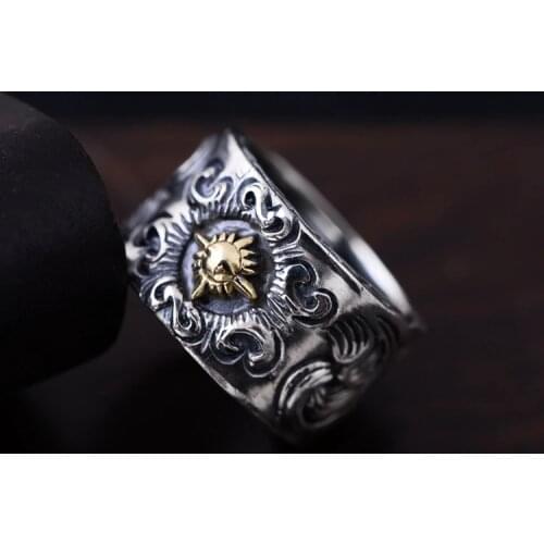 925 Sterling Silver Sun Ring Mens Biker Punk Ring Rings Jewelry A3933